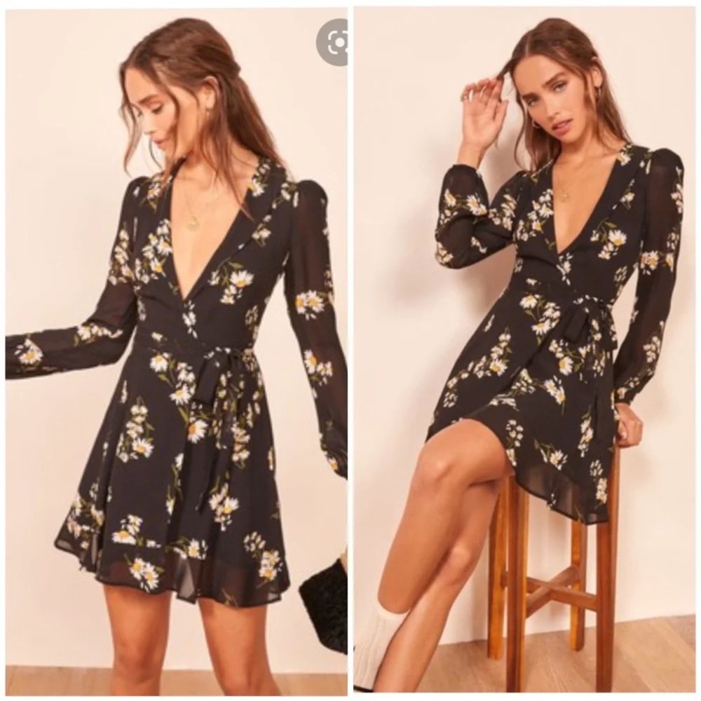 Reformation Malone Dress Black Size S